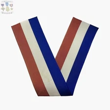 WWI - WWII U.S. STATE MEDAL RIBBON DRAPE 6 INCH PIECE UV NEGATIVE RED WHITE BLUE