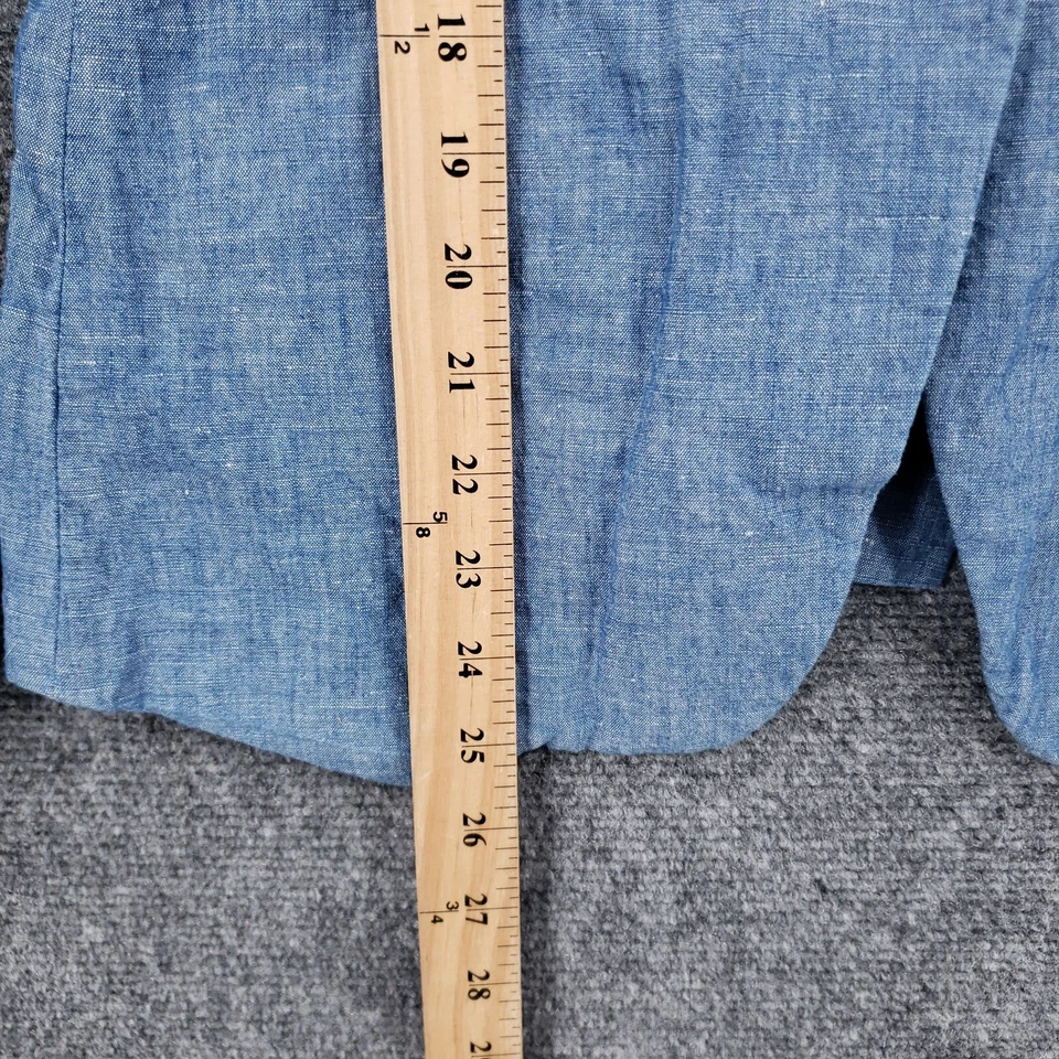 Blazer Loft Ann Taylor Mujer 0 Azul Lino Traje Chaqueta Muescas Un Botón Bolsillo Foto 4 de 4