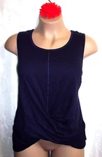 Brisas Organic Cotton Blue Knot Front Women's Scoop Neck Tank Top Plus 2X NWT