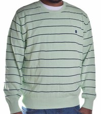 Izod Mens Pastel Green Stripped Pull Over Crewneck Sweater Small New