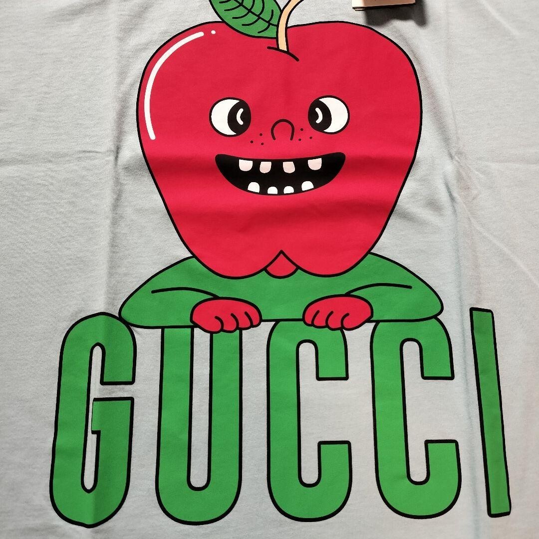GUCCI T-Shirt men Size L Cotton Blue Apple big logo | eBay GUCCI T-Shirt men Size L Cotton Blue Apple big logo | eBay