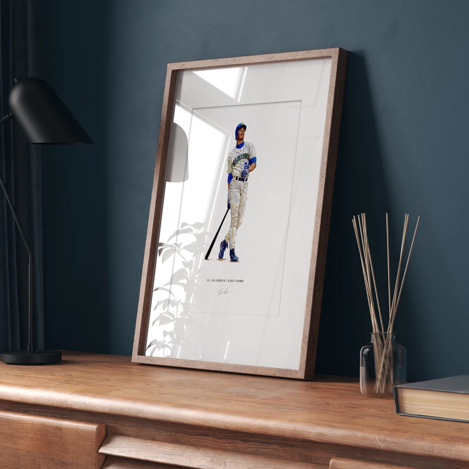 Arte póster impreso 8x10 Ken Griffey Jr Seattle Mariners novato béisbol Foto 4 de 4