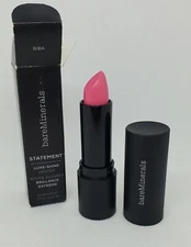 New in Box bareMinerals Statement Luxe Shine Lipstick in BIBA (Pink) Full Size