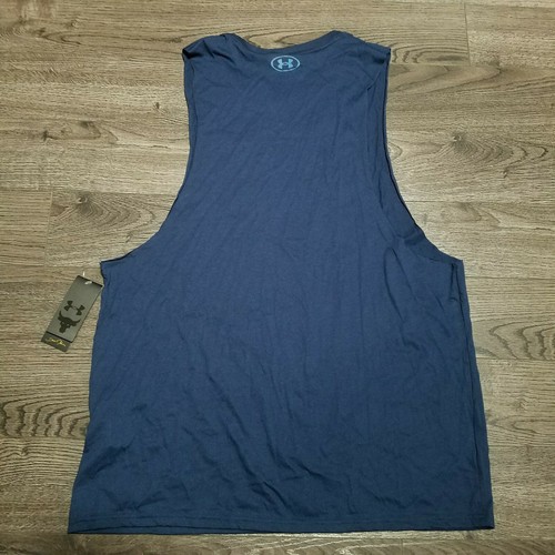UNDER ARMOUR Project Rock Sweat Equity Tank Top Mens 2XL Blue Muscle Shirt Gym - Picture 3 of 10