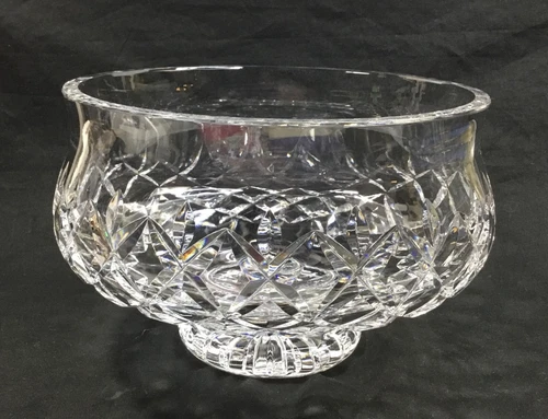 Waterford crystal 7" wide footed bowl, diamond design, 5" tall, vintage
