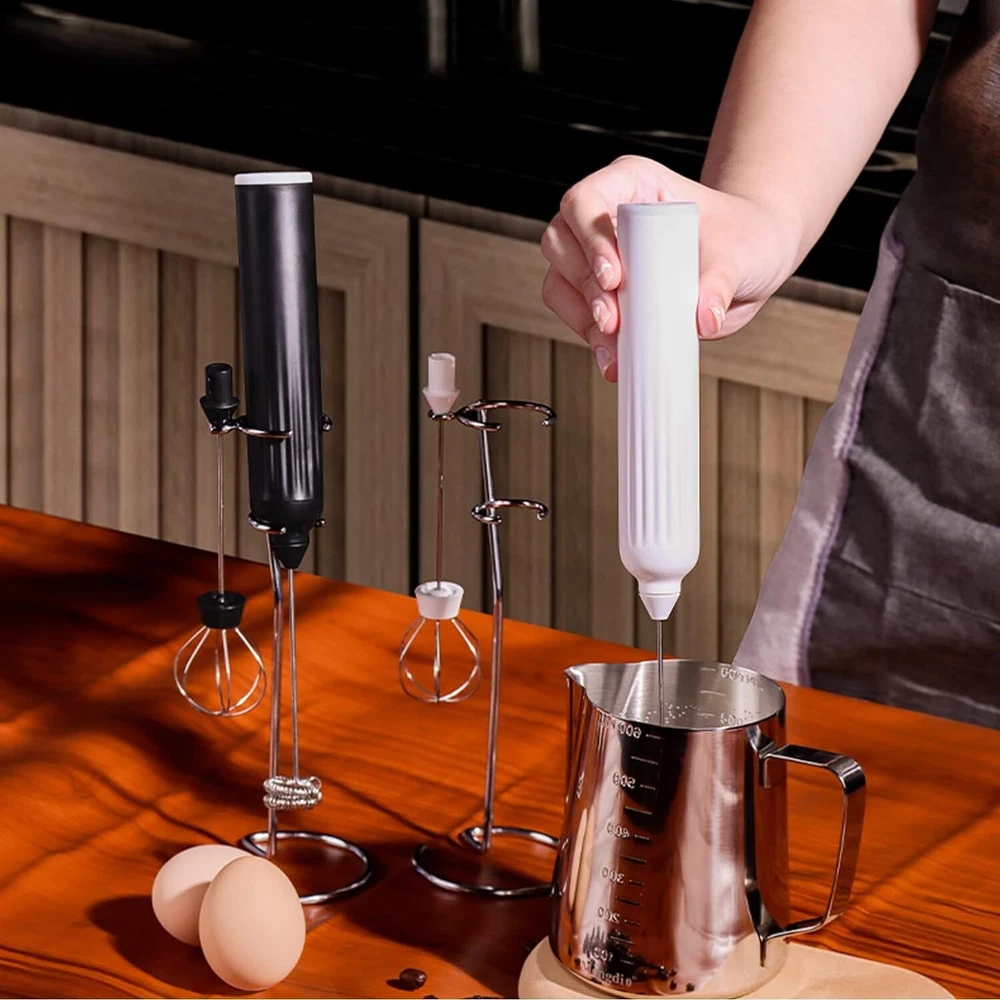 Milk Frother Handheld,3-Speed Rechargeable Coffee Foamer Drink Whisk Light Black