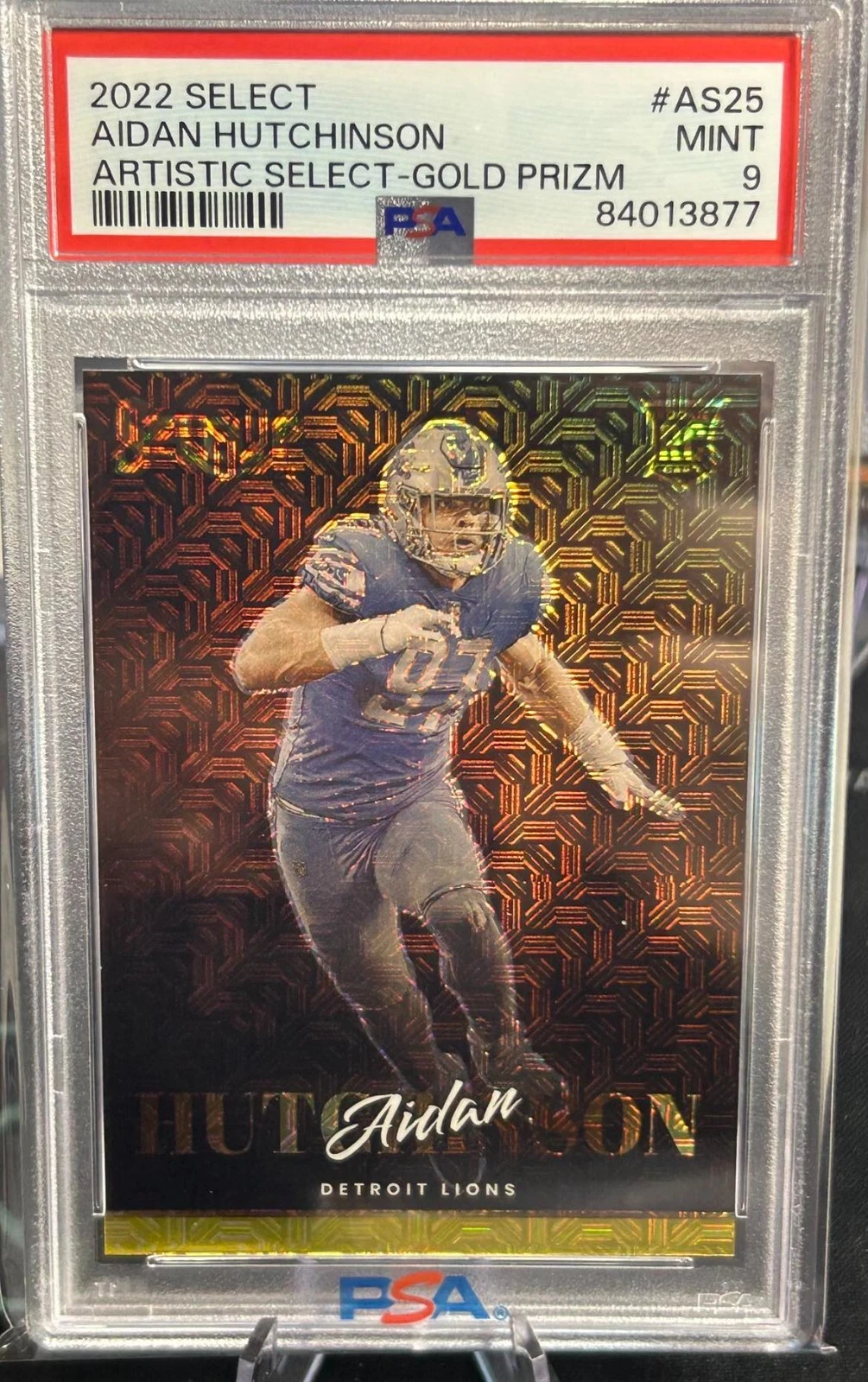 Aidan Hutchinson Panini Select Artistic Selections #AS25 Gold Prizm