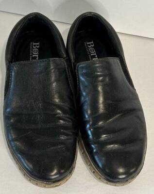 Born Mens Black Leather Slip On Shoes Loafers Tan Sole Size  display picture 2