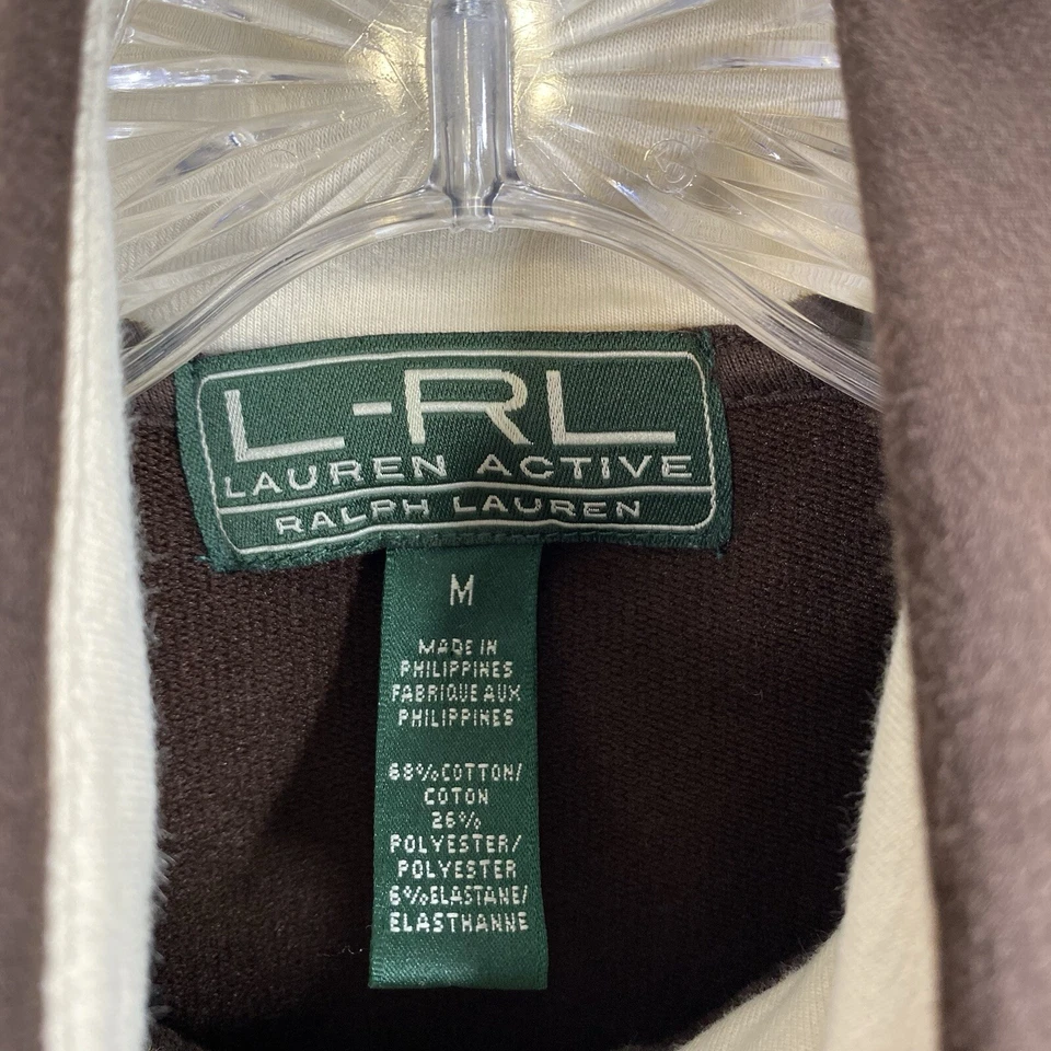 Sudadera De Colección LRL Ralph Lauren Para Mujer M Marrón Cremallera Completa Bolsillos Golf Años 90 Foto 4 de 4