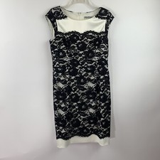 Eliza J Black White Cap Sleeve Lace Dress Size 4