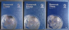 Set of 3 - Whitman Roosevelt Dime Coin Folders Number 1-3 1946-2025 Book