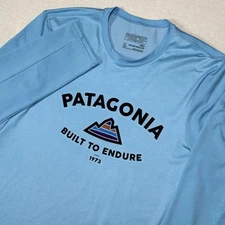 Patagonia Daily Capilene Base Layer Shirt Mens XS Blue Long Sleeve Graphic