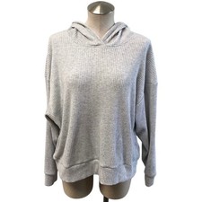 Abercrombie Fitch Hoodie Womens Medium Gray Ribbed Lounge Pullover Comfort