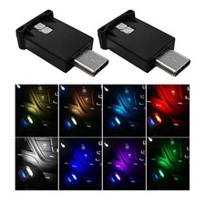 MUQIDA USB Type C LED Ambient Light, 8 Colors RGB Car Atmosphere 2PCS