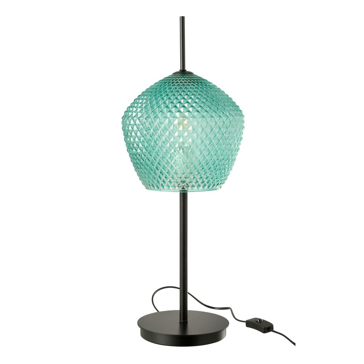 Lampe en verre design Jenna 60cm bleu pour une ambiance de chambre cosy