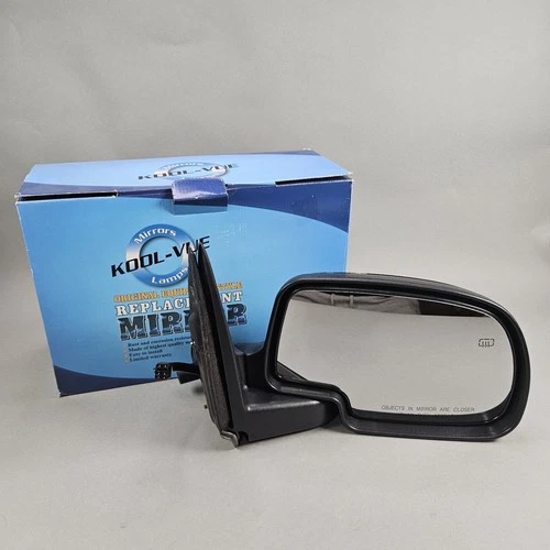 Side View Mirror Power Heated Smooth Black with Puddle Light For 00-02 Chevy GMC