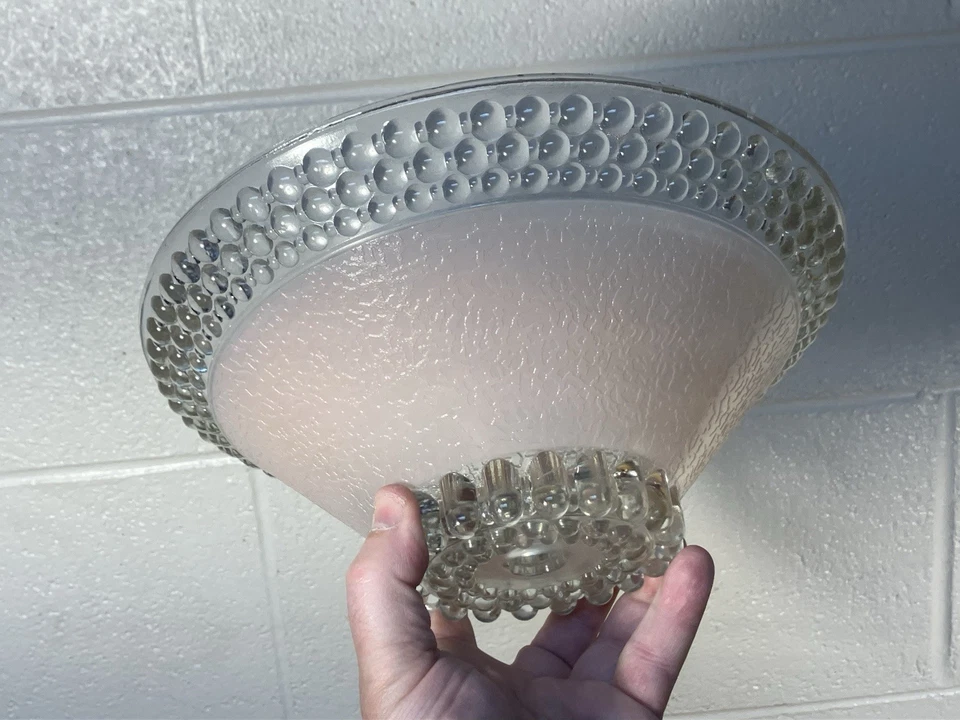 Par (2) Azul Rosa Vintage Art Deco Hobnail Depresión Vidrio Tonos de Luz 10" Foto 4 de 4