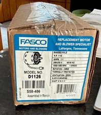 FASCO HVAC Motor: Stud, Shaded Pole, Single Phase, 1/15 H.P, 1,550 RPM, 208-230V