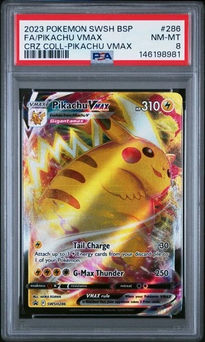 2023 POKEMON SWSH CROWN ZENITH COLLECTIONS FULL ART/PIKACHU VMAX PSA 8