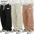 New Men's Corduroy Loose Fit Baggy Straight Sweatpants Elastic Drawstring