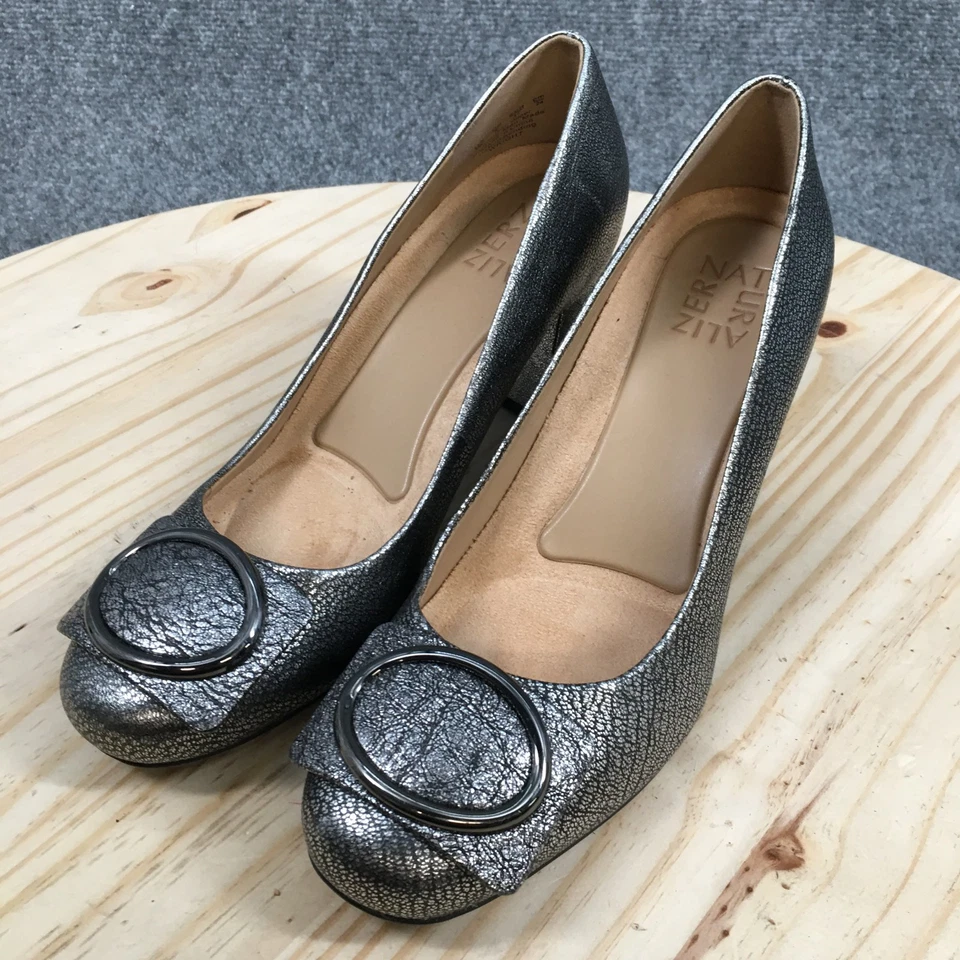 Naturalizer Shoes Womens 7 M Wright Slip On Pumps Gray Leather Heels Casual - Image 3 of 4