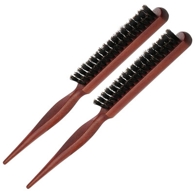 2 PCS Teasing Hair Brush Boar Bristle, Haarbürste aus Holz für Glattes, Lockiges
