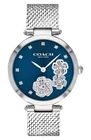 COACH PARK 14503567 BLUE DIAL SILVER MESH BRACELET QUARTZ 34MM WOMENS WATCH