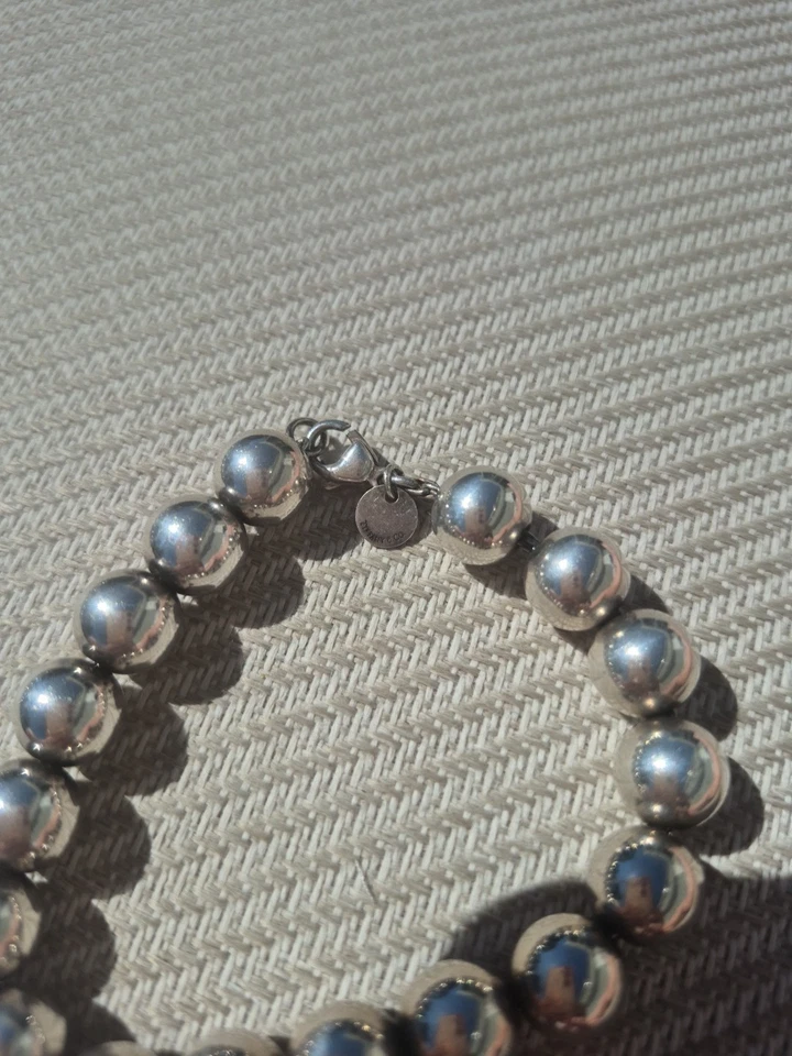 Authentic TIFFANY & CO Hardwesr 10 mm Ball Necklace & Braclet 925 Sterling  - Image 3 of 4