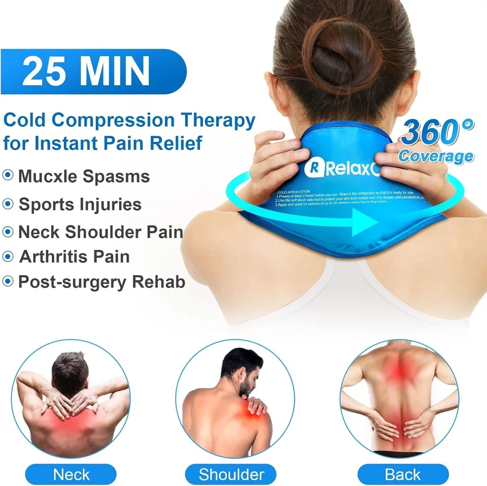 Neck Ice Pack Wrap, Reusable Gel Ice Pack for Neck Shoulders, Cold Compress Ther - Image 2 of 4