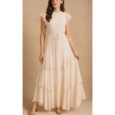 LoveShackFancy Romantic Cottagecore Tiered Ruffle Maxi Dress S Ivory Ethereal 