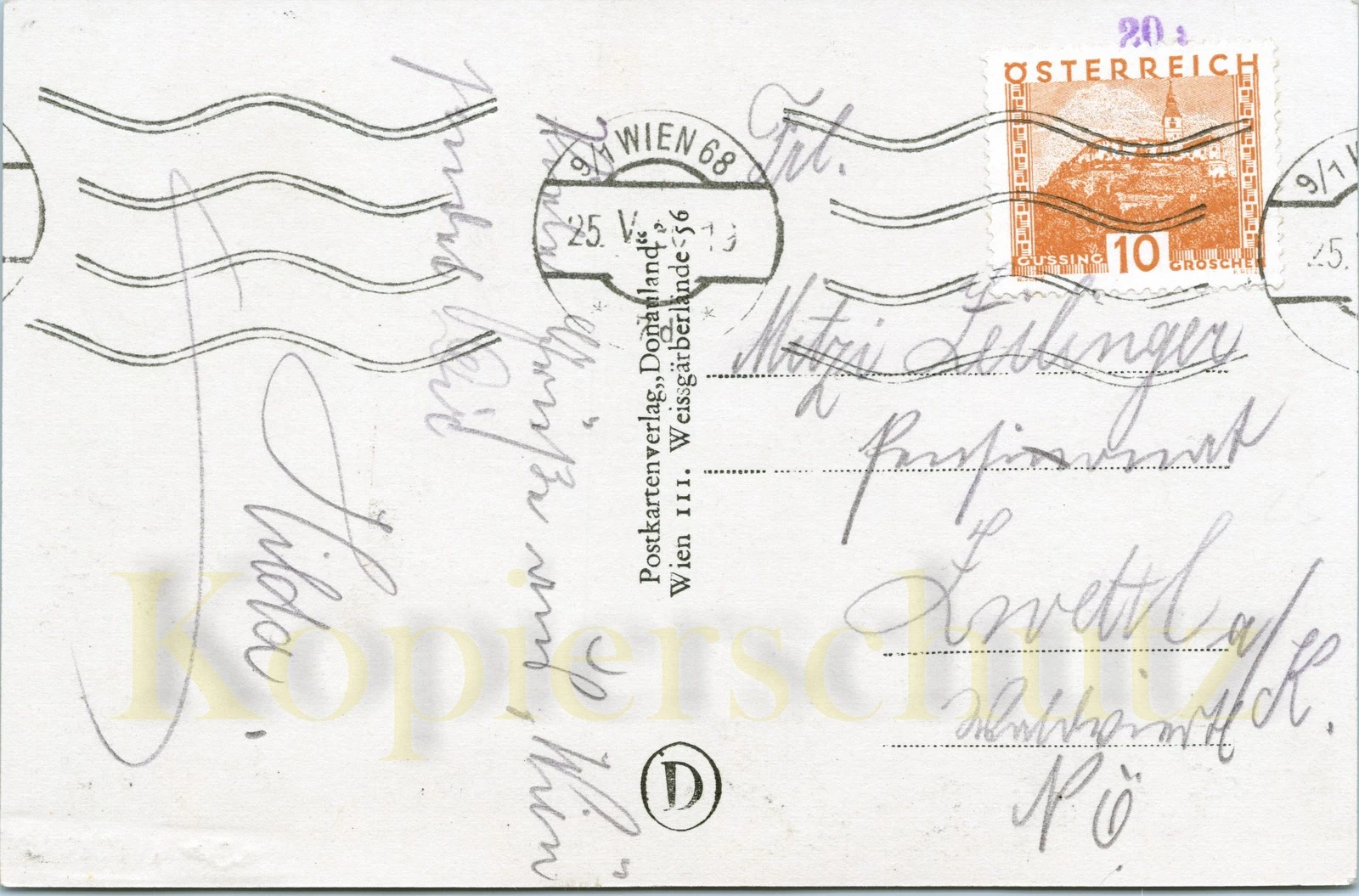 Historische Postkarte - Wien Franz Josefsbahnhof um 1925, Karte gelaufen 1930 - Bild 2 von 2