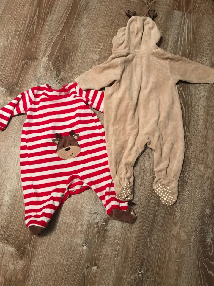 Carters Navidad Vacaciones Reno Disfraz Dormitorio Infantil 3-6m Lote De 2 Foto 2 de 3