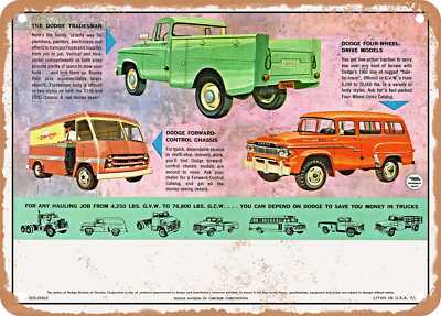 METAL SIGN - 1960 Dodge Tradesman Power Wagon Vans Vintage Ad