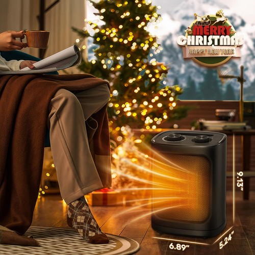 Auseo Space Heater 1500W/750W ETL Certified Ceramic Small with Thermostat 9 in - Picture 2 of 7