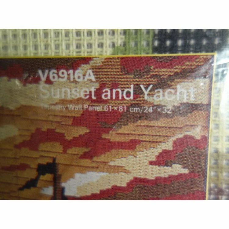 Kit de tapiz rápido PATONS puesta de sol y yate MUY RARO ¡Nuevo! Impreso en Inglaterra Foto 3 de 4