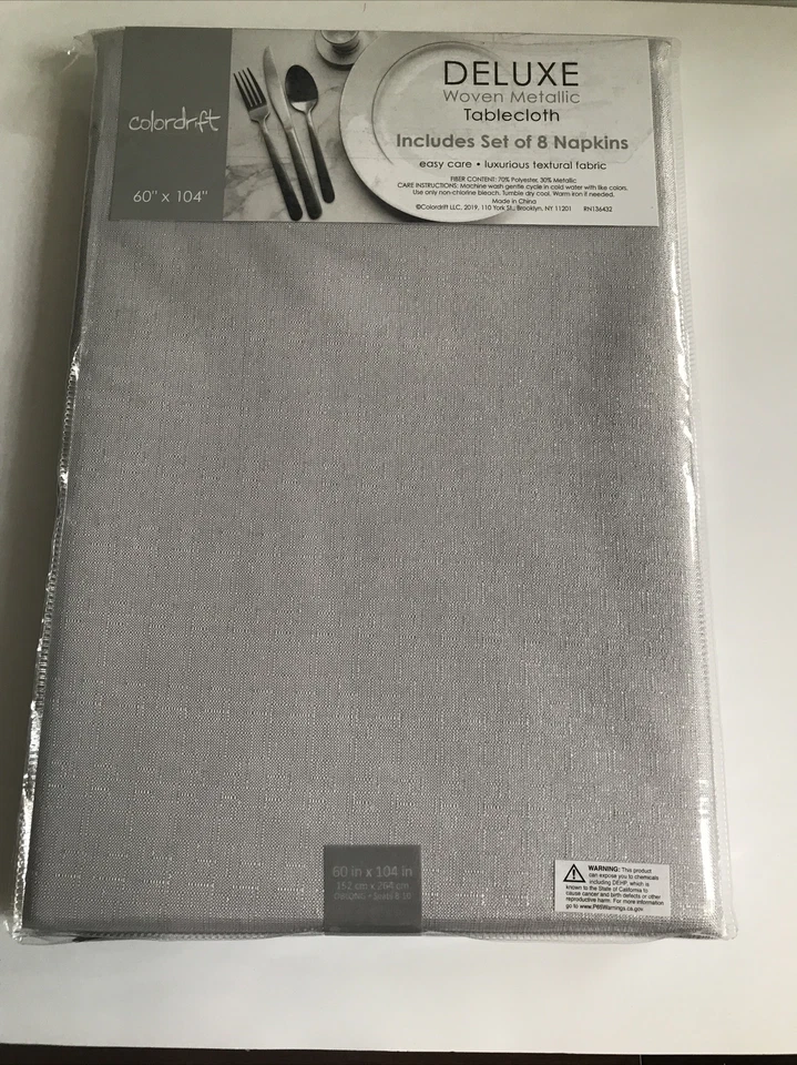 Juego de manteles y 8 servilletas Colordrift 60 x 104 Holiday Silver Metallic Foto 3 de 4