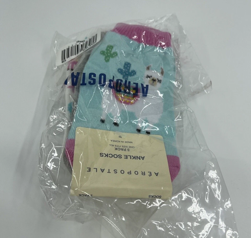 Paquete de 3 calcetines tobilleros Aeropostale para niñas multicolores talla única para todos nuevos Foto 4 de 4