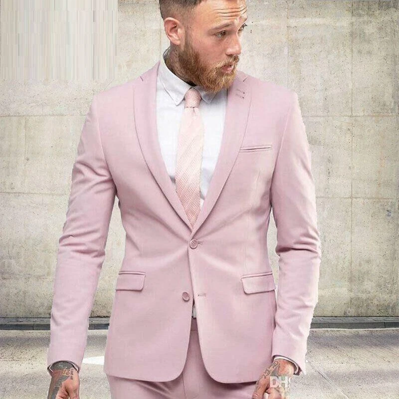 Pink Slim Fit Tuxedo 4 Piece Floral Pattern with Bow Tie main image 1