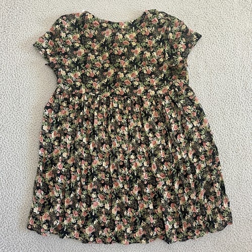 Vintage 90er Kleid Gr. Large Drop Waist Schnürung Cami Slip Blumen Oversized transparent - Bild 9 von 22