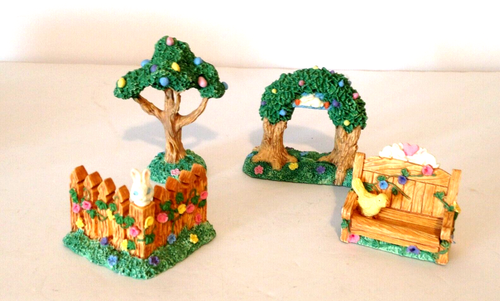 1993 Carrot Patch Collection Park Set Fence Tree Arched Trees Bench 3"T w/ Box - Picture 2 of 5