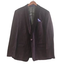 Tallia Mens Blazer Jacket Maroon Size Large Regular Double Vent Single Breasted