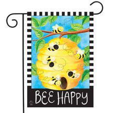 Bee Happy Bees Spring Garden Flag 12.5" x 18" Briarwood Lane