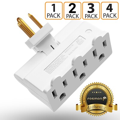 Grounded Swivel 3 Outlet Indoor Wall Tap Power Adapter AC Plug Mini [ETL Listed]