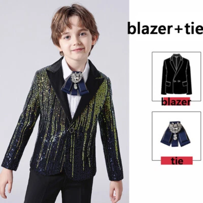 Junge Festliches Kleid Blazer Anzug Jacke Mantel Paillette ein Knopf Modell Show - Bild 1 von 4