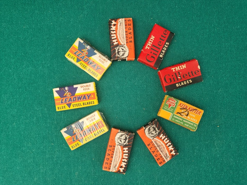 RARE Vintage Mixed Lot Of 9 Razor Blades, Husky, Leadway, Keen Kutter