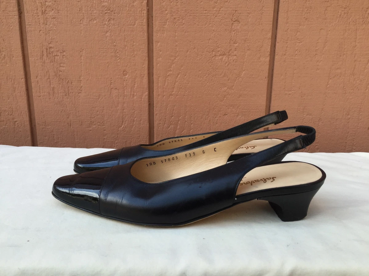 Women s Salvatore Ferragamo Boutique Low Heel Slingback Pumps Black Shoes 6 C