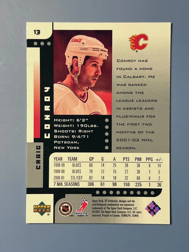 2001-02 SP AUTHENTIC CRAIG CONROY #13 CALGARY FLAMES - Image 2 of 2
