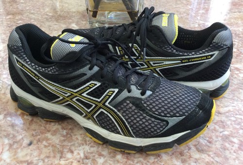 ASICS Gel-Cumulus 14 Women's Black Yellow Running Training Shoes Size 10 T246N - Picture 1 of 8