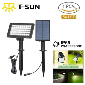 Solar Power 54-LED Spotlights Separate Panel Adjustable Outdoor Security Lamps 