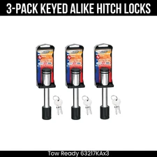 Reese Hitch Lock, Three Pack, Keyed Alike, Dog Bone, Fits 2 Receiver, 63217KAx3
